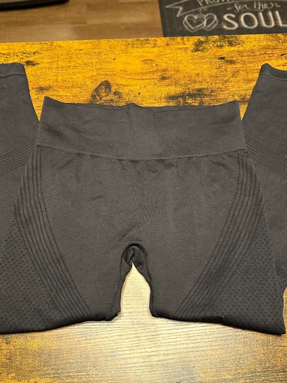 Seamless High Waisted Gym Leggings Black Scrunch Butt Lift Sport Tights M
